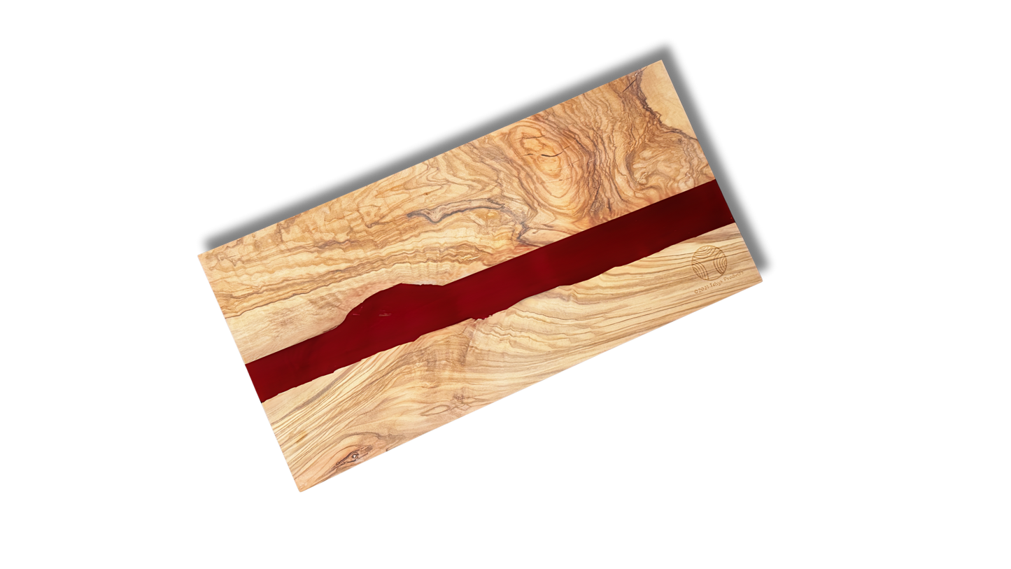 Olive Wood with Red-Resin Inlay Cutting & Serving Board