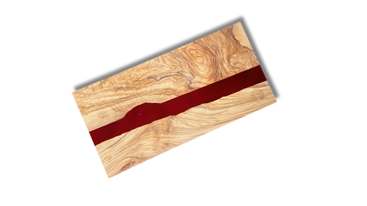 Olive Wood with Red-Resin Inlay Cutting & Serving Board