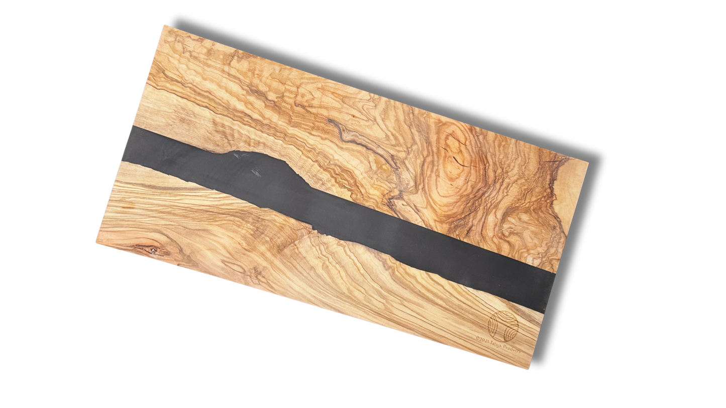 Olive Wood with Black-Resin Inlay Cutting & Serving Board